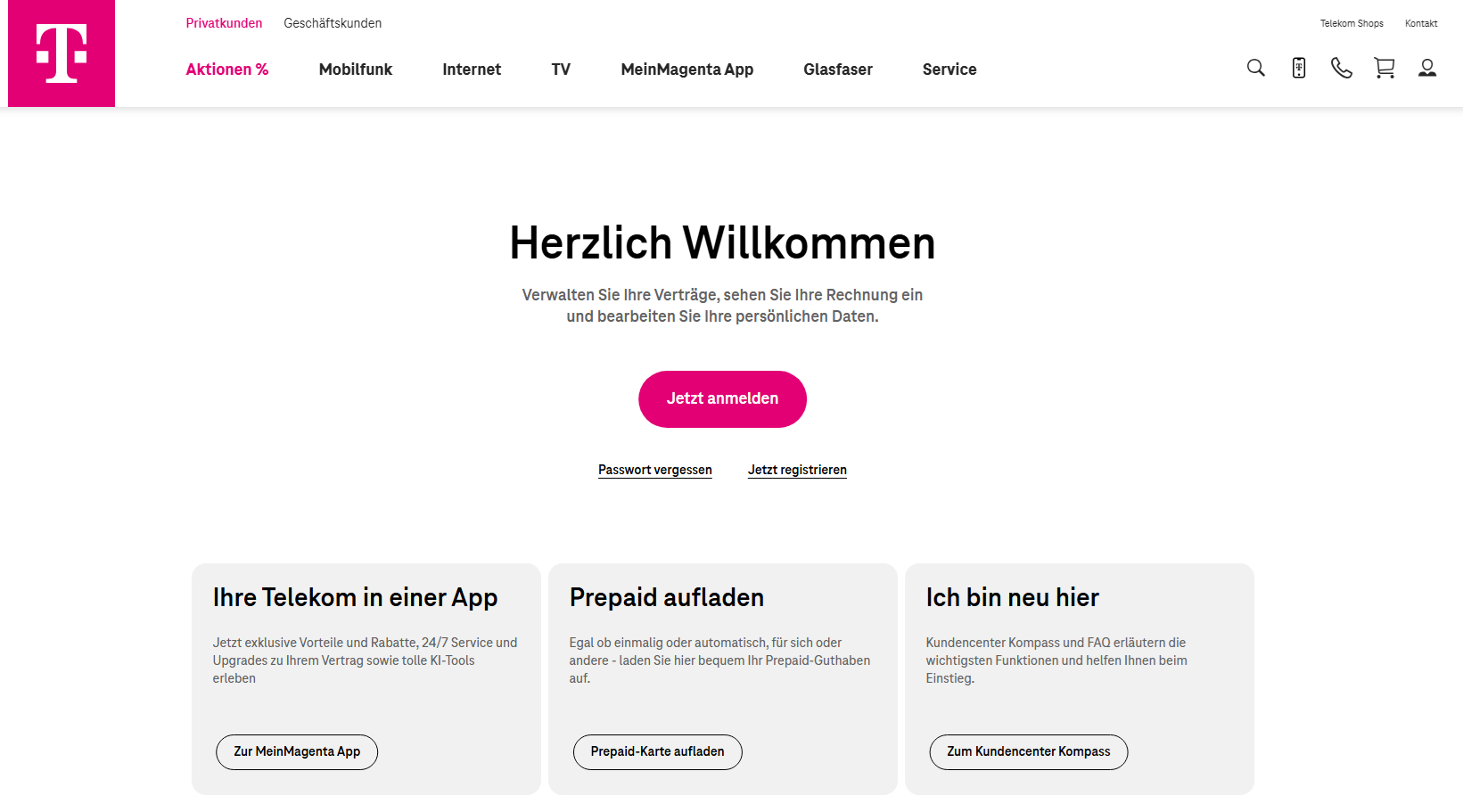 Kundenportal für Bestandskunden
